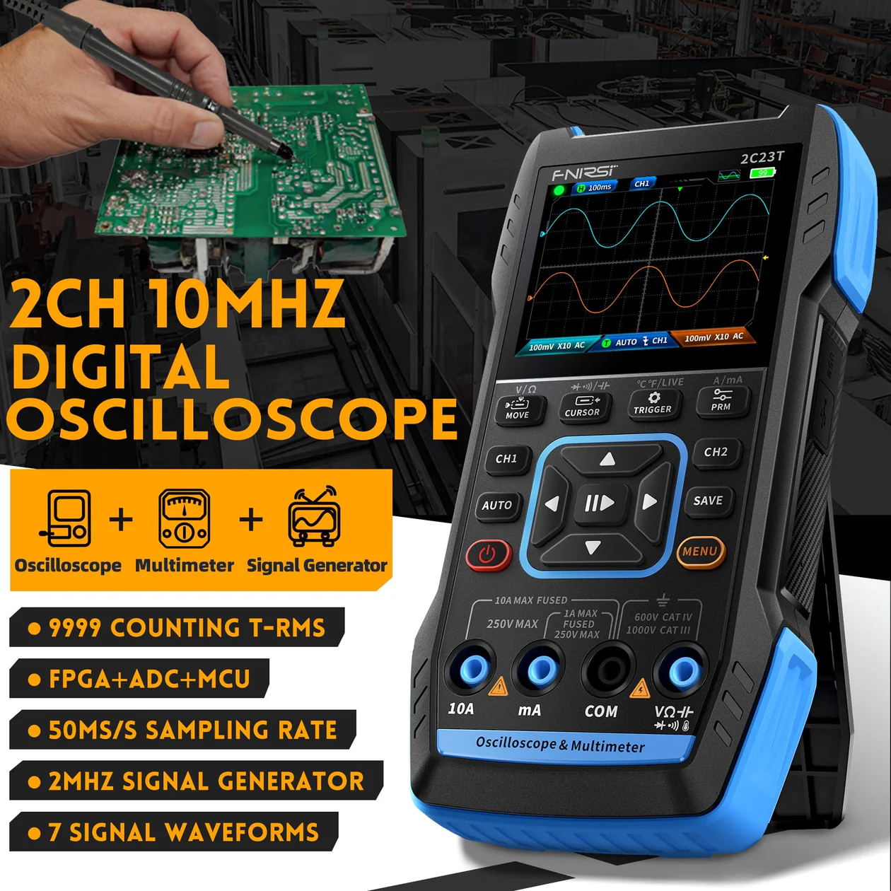 ScopeMatic™ | Käsikäyttöinen Osiloskooppi Multimetri + Signaaligeneraattori