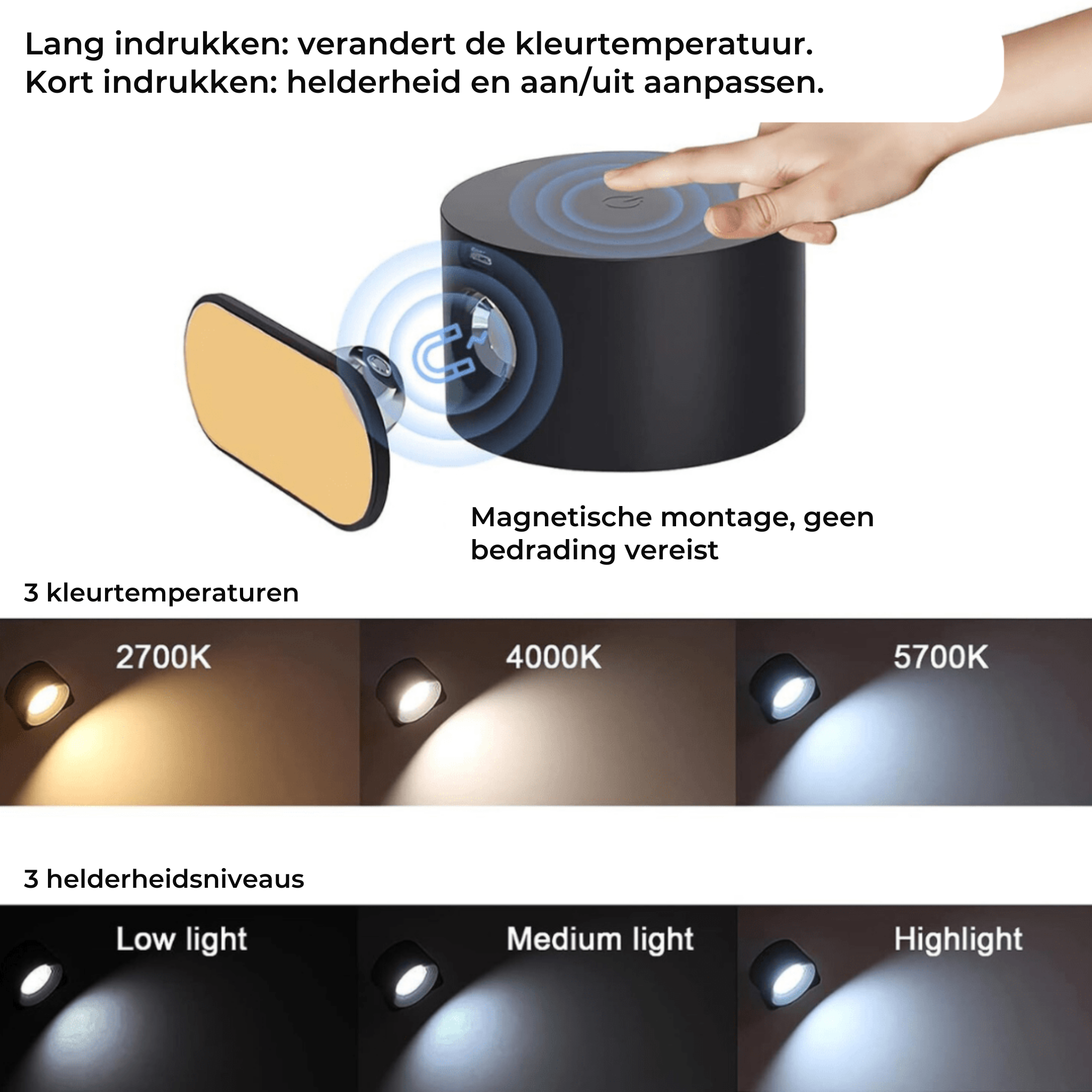 Seinälamppu 360° Säädettävä Langaton Ladattava