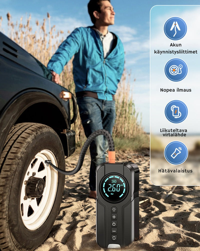 OmniPump™ Pro: 4-in-1 kannettava ilmakompressori ja hätätyökalu