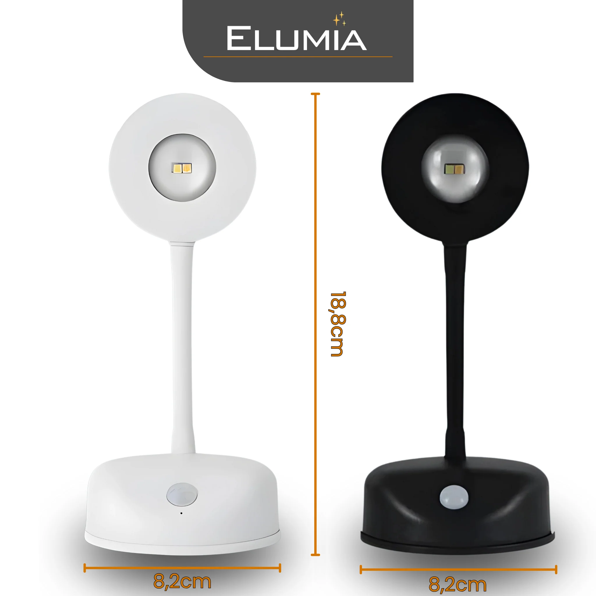 Elumia® 360° Liiketunnistimella varustettu pöytälamppu – Ladattava, himmennettävä ja USB-C-ladattava