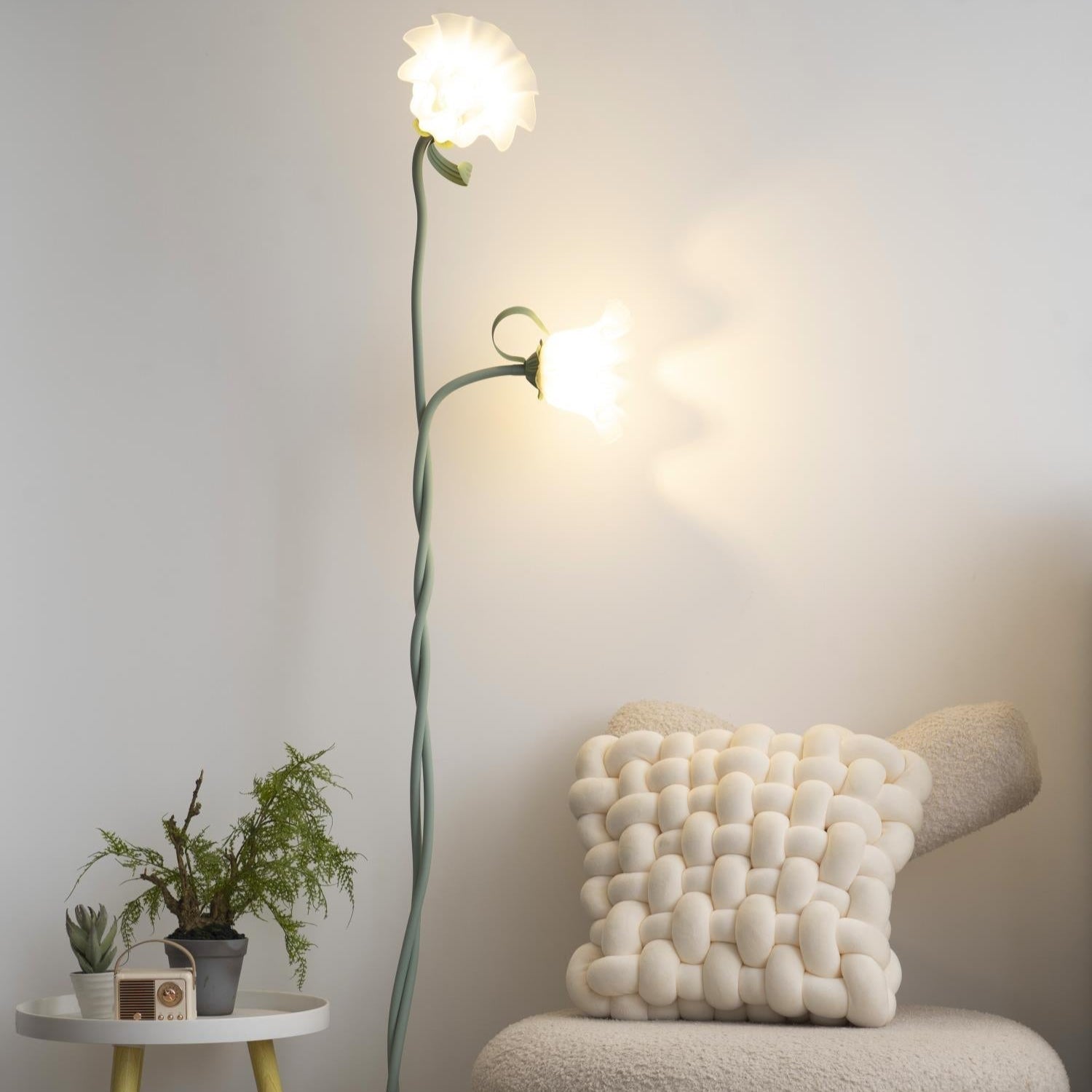 Flowers LED Floor Lamp with Matte Green Finish
