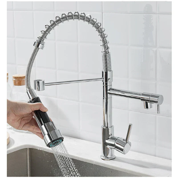 DualFlow Luxe™ Keittiöhana – Musta & Kulta Eleganssia Kaksisuuttimisella Muotoilulla