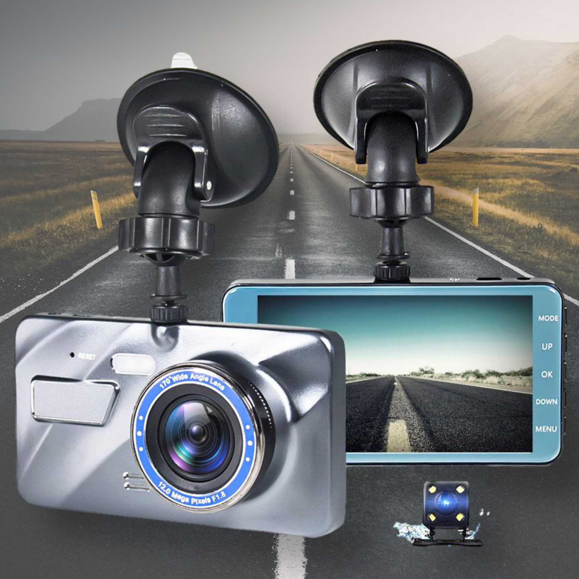 Langaton Autokamera Etu- ja Takatallennus 1080P Laajakulma Yönäkö