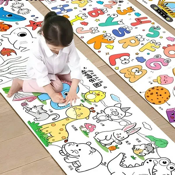 FUNPICROLL™ Piirtotarrarulla – Luova ja Näytötön Puuharulla Lapsille (30x300 cm)