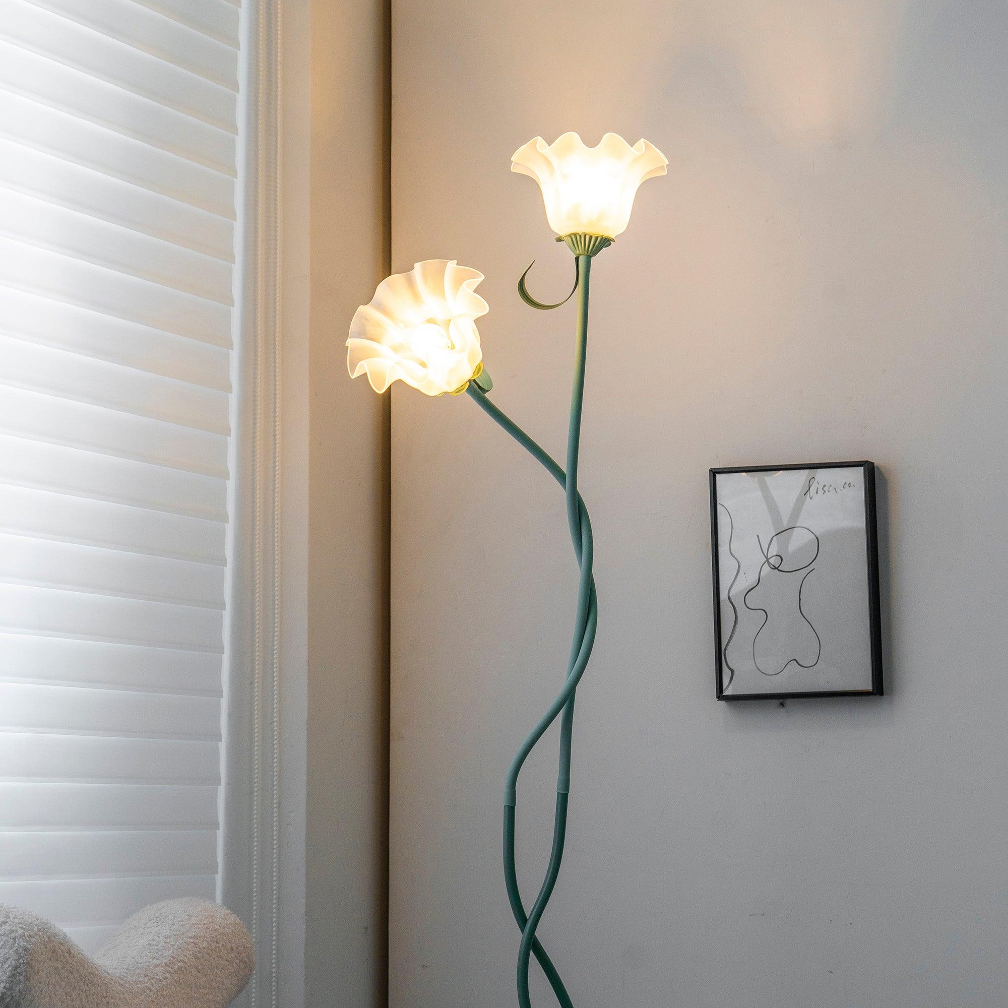 Flowers LED Floor Lamp with Matte Green Finish
