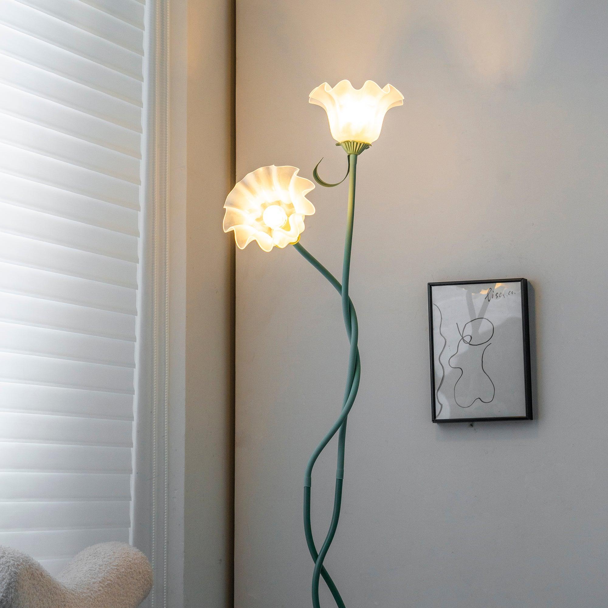 Flowers LED Floor Lamp with Matte Green Finish