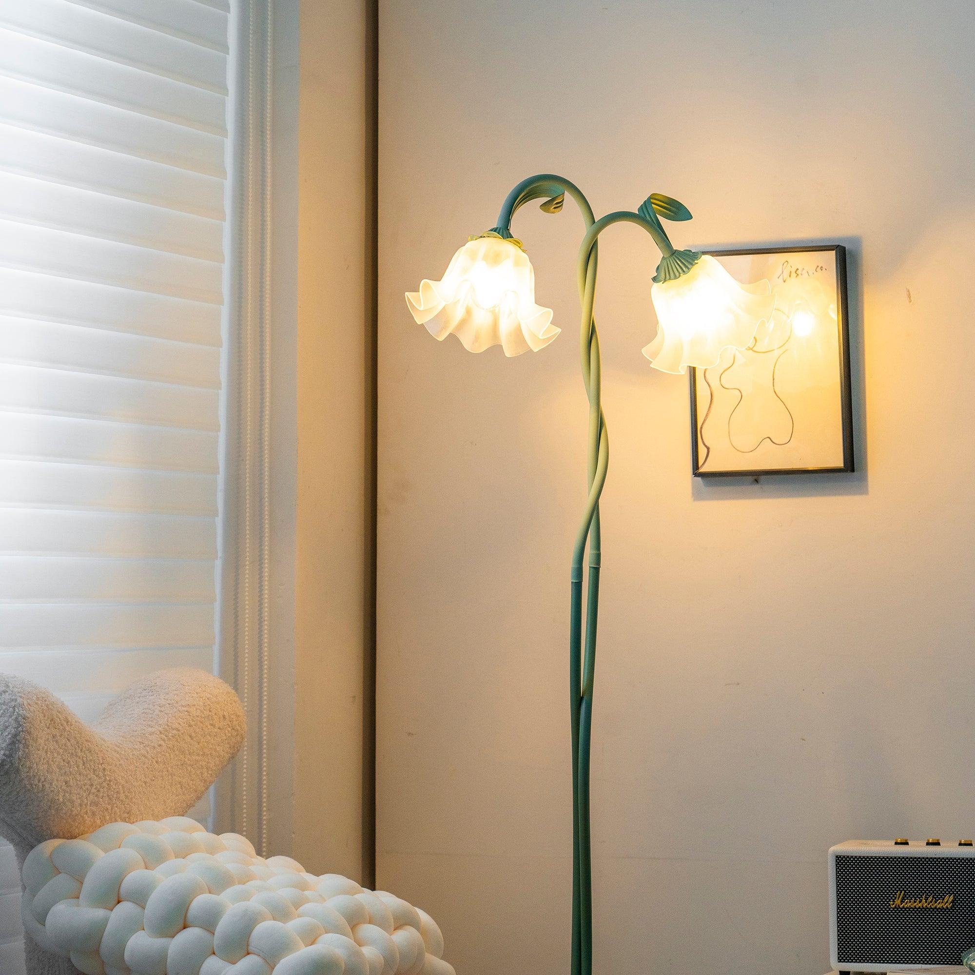 Flowers LED Floor Lamp with Matte Green Finish