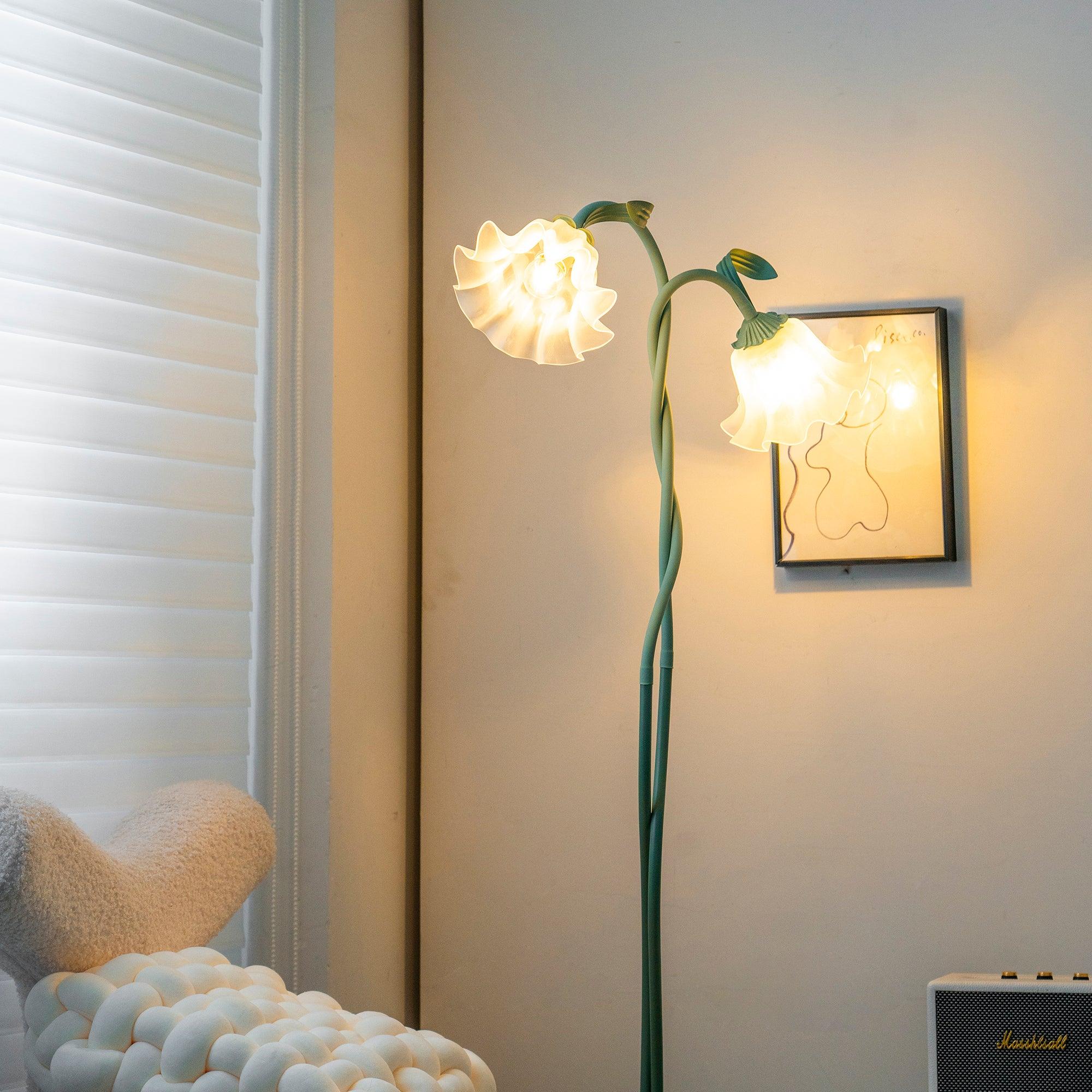 Flowers LED Floor Lamp with Matte Green Finish