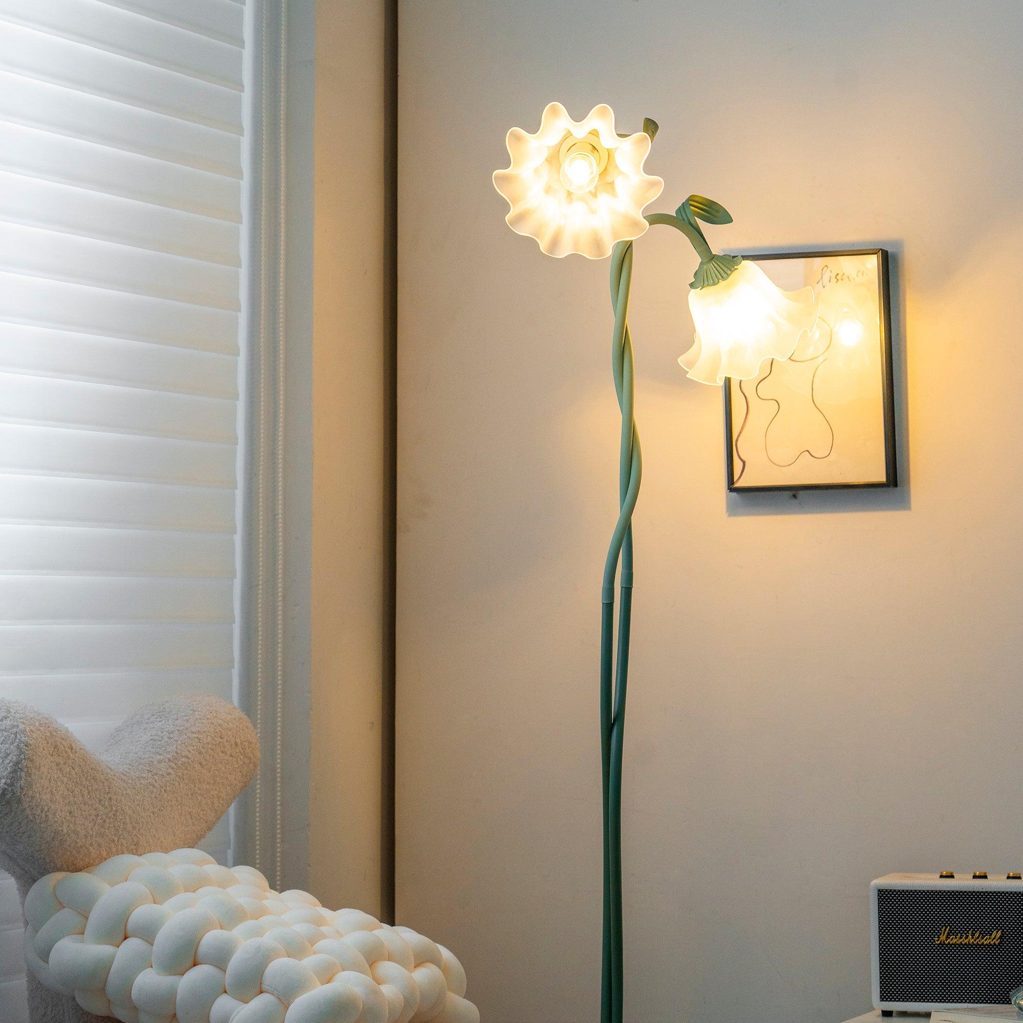 Flowers LED Floor Lamp with Matte Green Finish