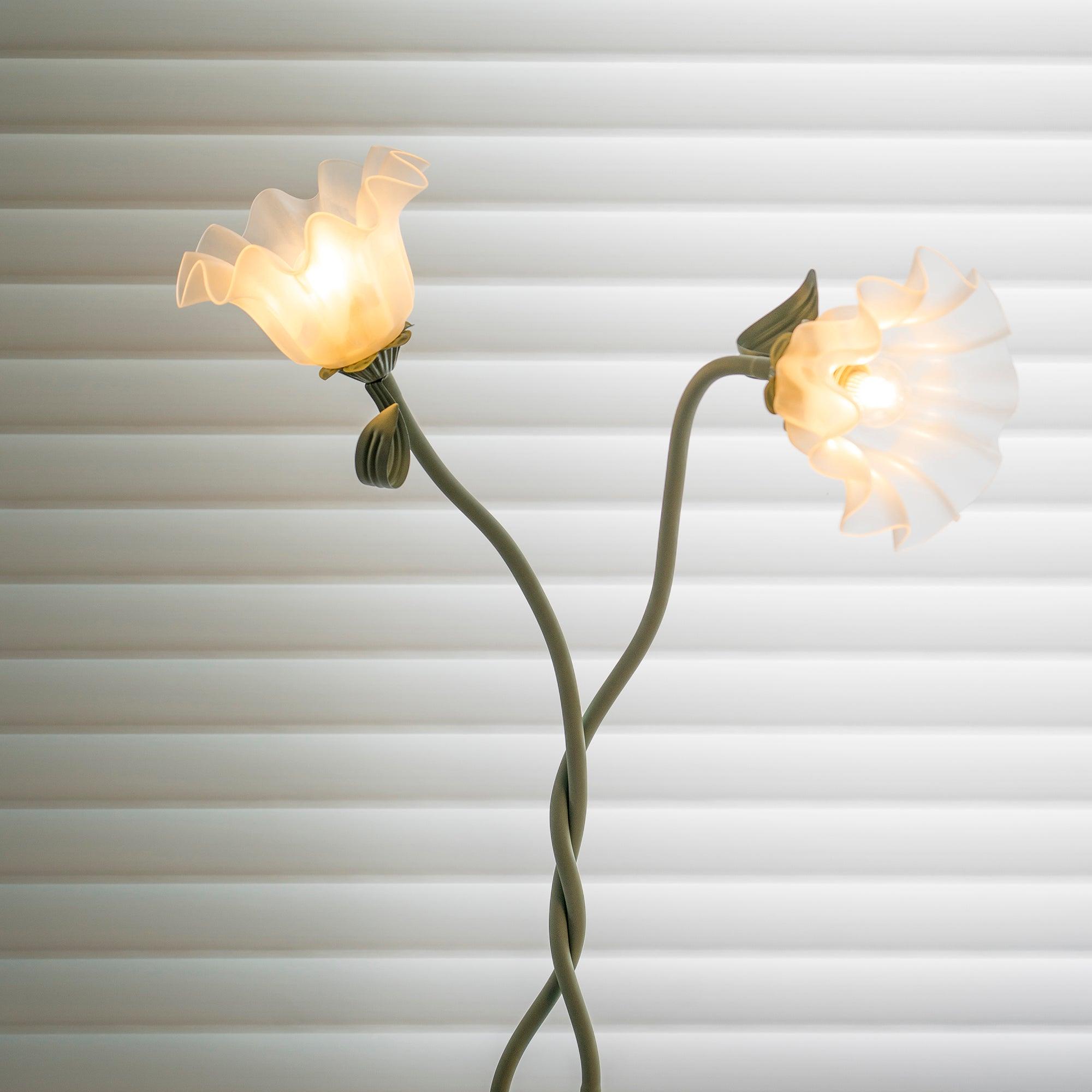 Flowers LED Floor Lamp with Matte Green Finish