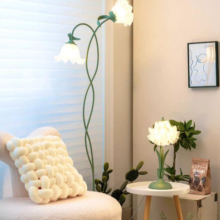 Flowers LED Floor Lamp with Matte Green Finish
