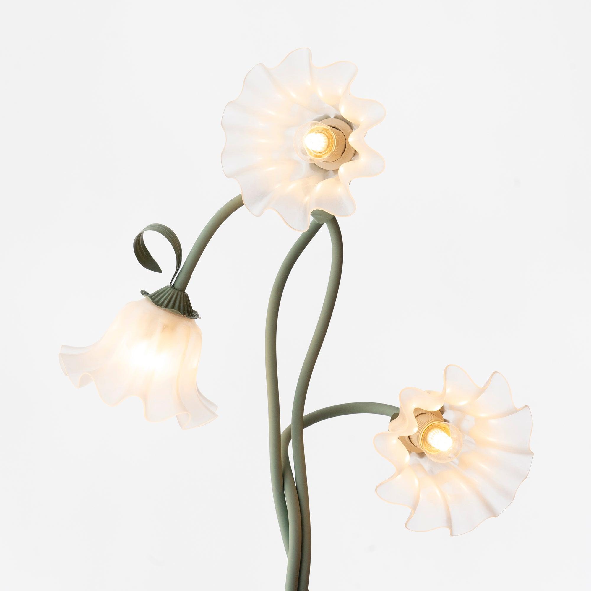 Flowers LED Floor Lamp with Matte Green Finish
