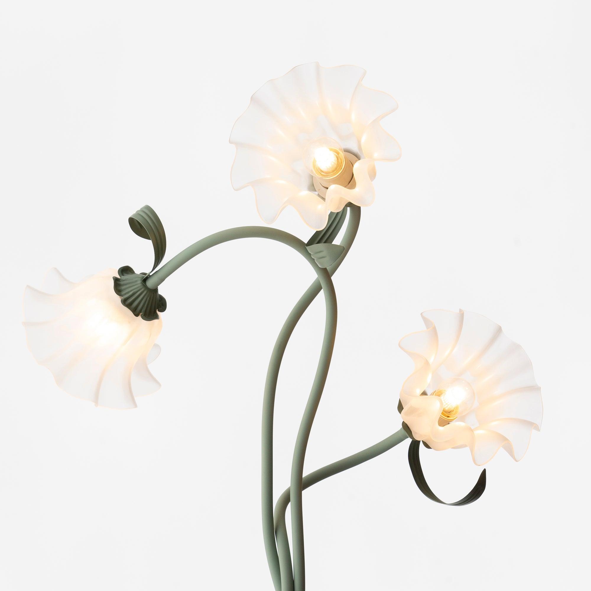 Flowers LED Floor Lamp with Matte Green Finish