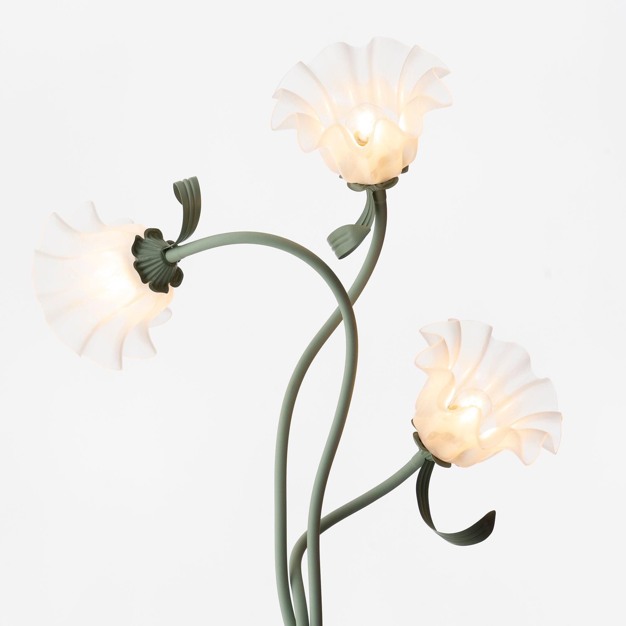 Flowers LED Floor Lamp with Matte Green Finish