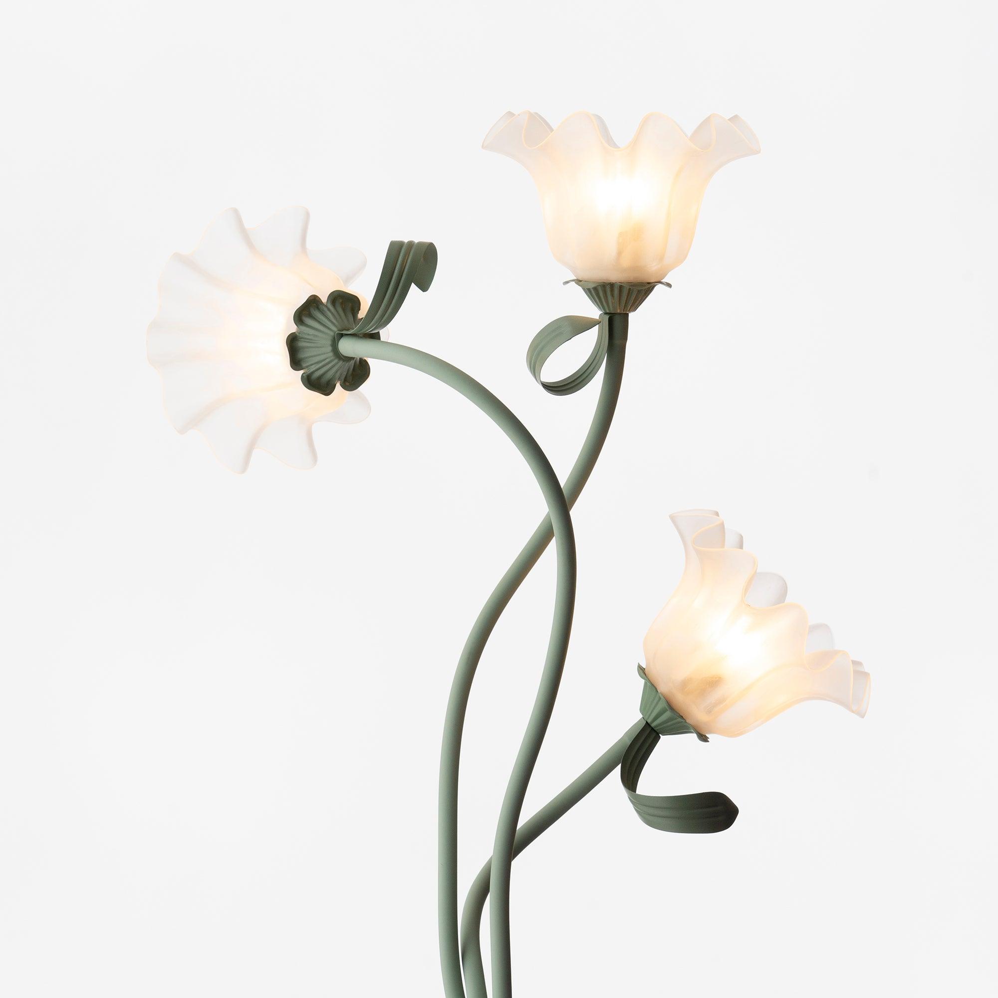Flowers LED Floor Lamp with Matte Green Finish