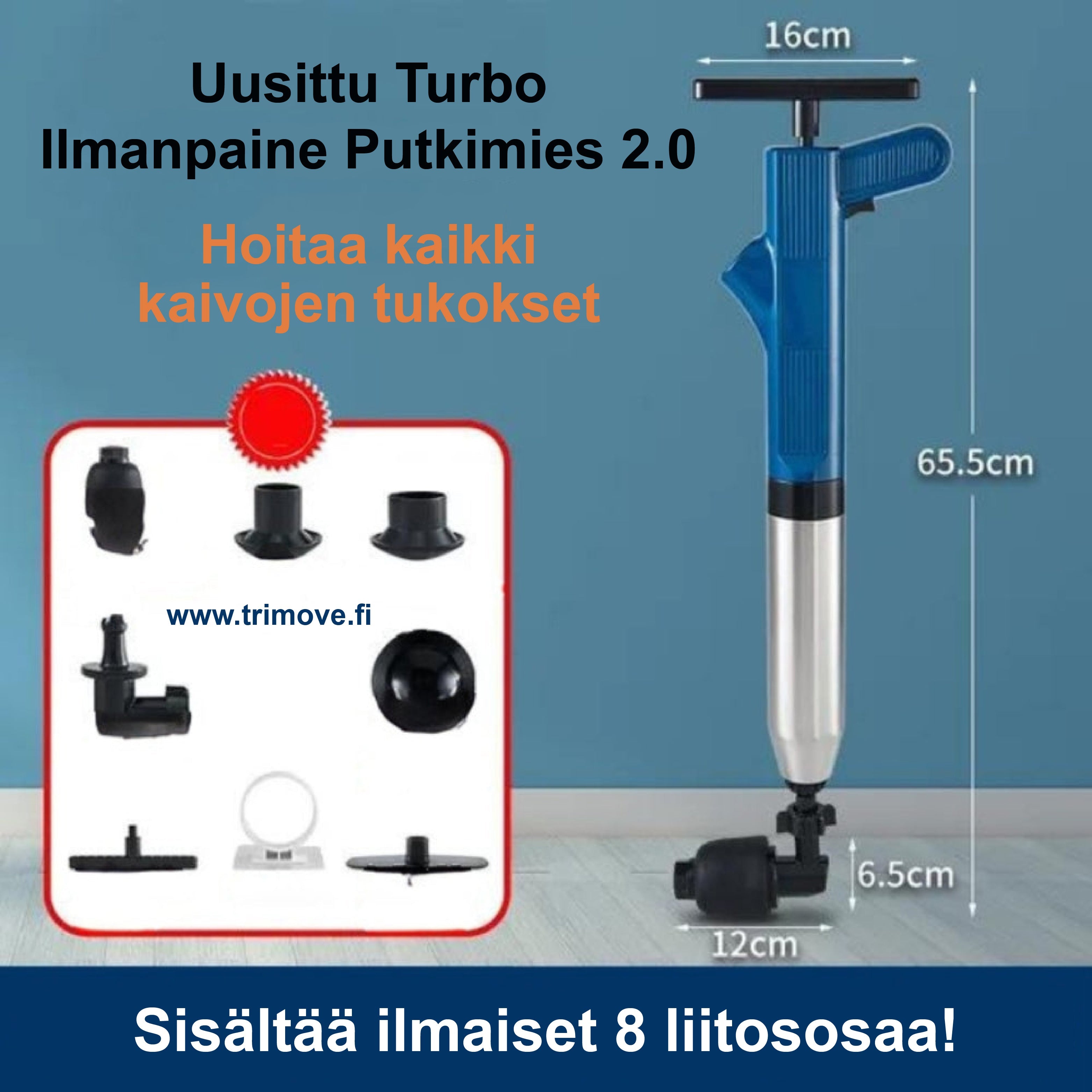 Parannettu Turbo Ilmanpaine Putkimies 2.0™ - Hoitaa kaikki tukokset!