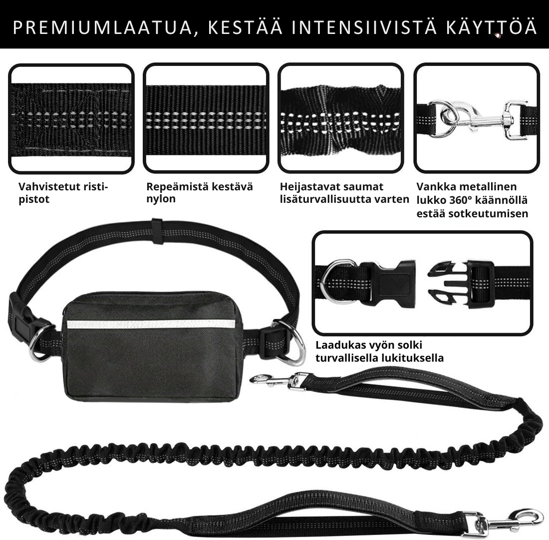DoggoBelt™ | Handsfree-koiran talutushihna vetoketjutaskulla