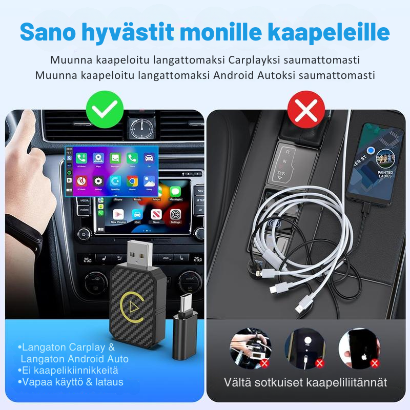 AutoPlugGo™ | Mini Langaton CarPlay-sovitin