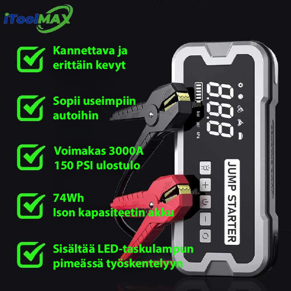 4-in-1 Kannettava Käynnistin Pro Ilmapumpulla