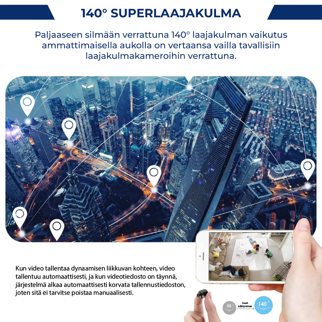 X5 Mini WiFi turvakamera - 1080P, yökuvaus, liiketunnistus