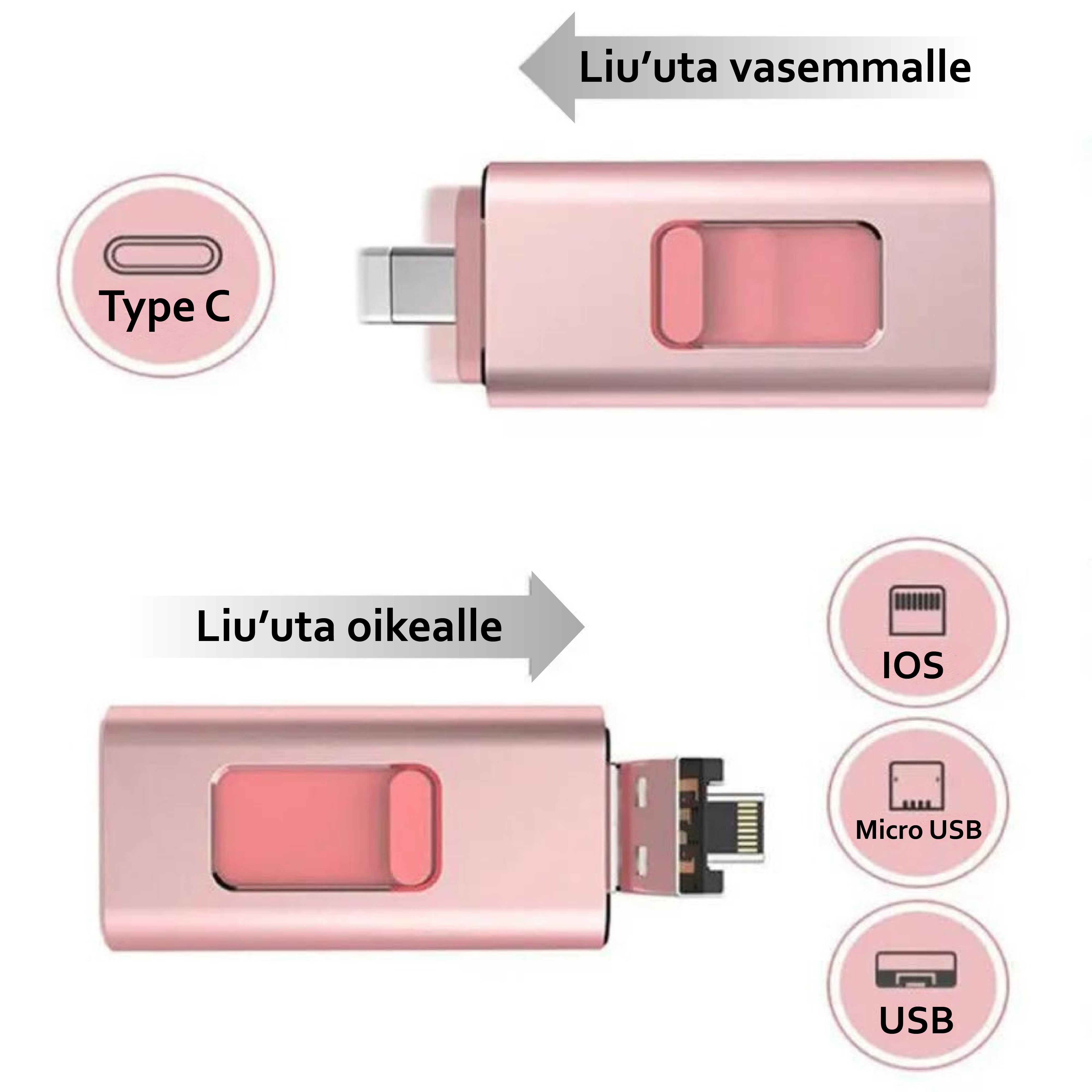 #4-in-1 Flash-muisti - Ei enää täysiä mobiililaitteita. Tämä sopii kaikkiin laitteisiin!