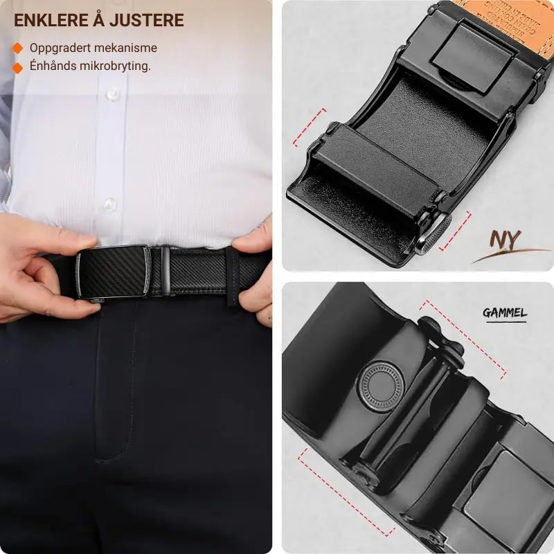 BeltForge™ | Ratchetbelt i fullnarvet skinn med justerbart spenne