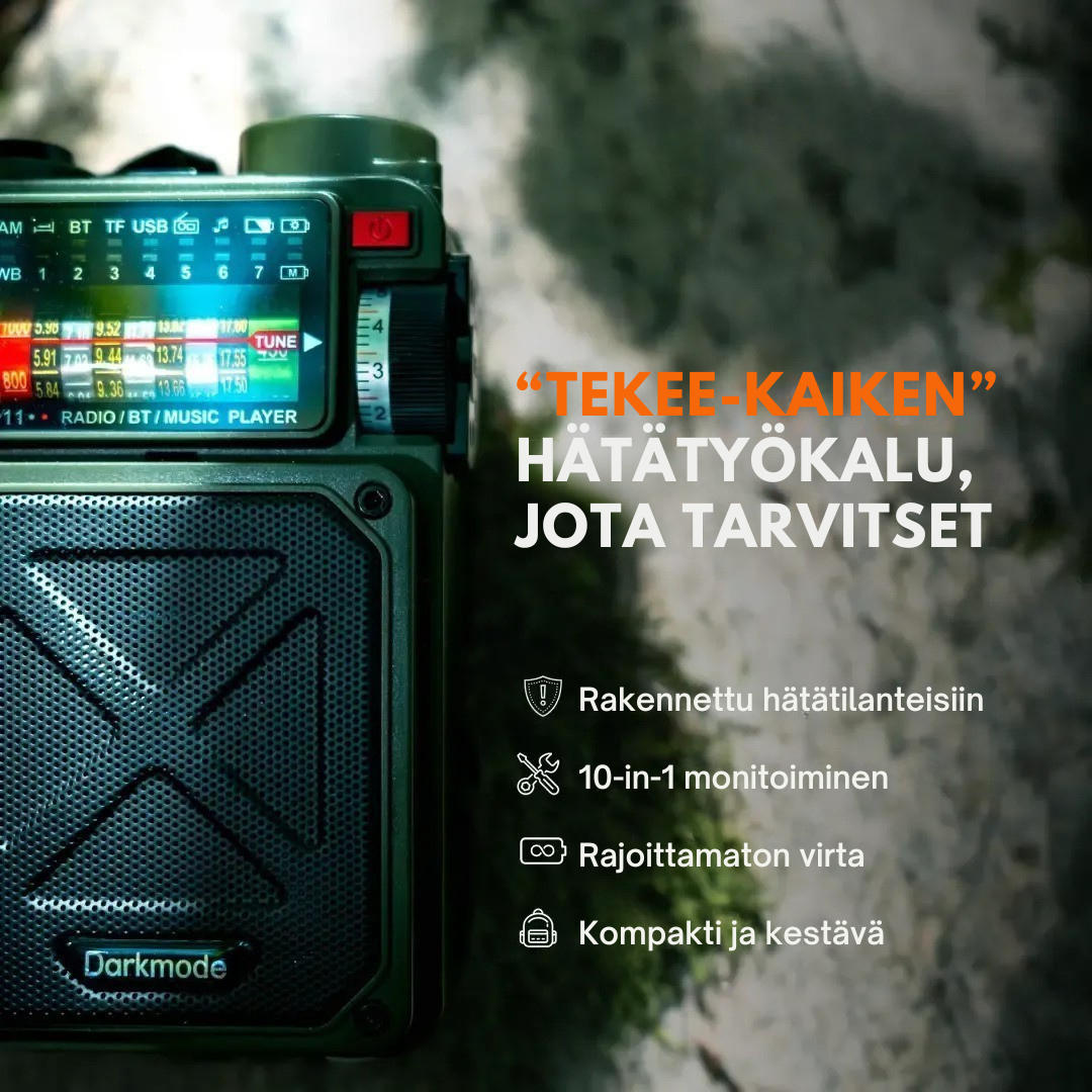 SignalSafe™ Survival Hub – 9-in-1 Hätäradio, Virtapankki ja Turvalaite