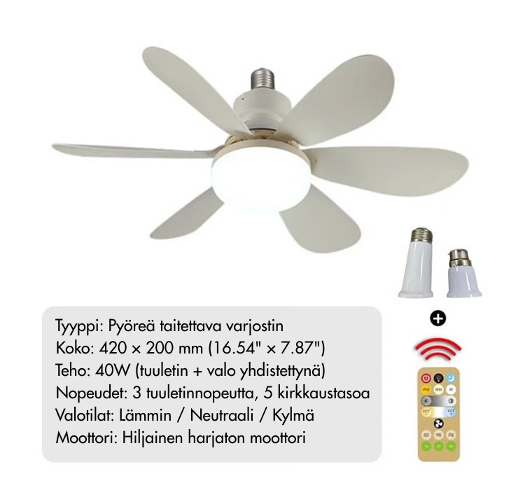 SpinGlow™ | Kattotuuletin LED-valolla