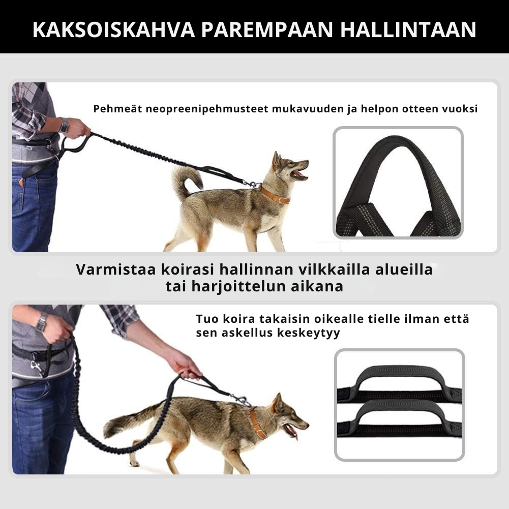 DoggoBelt™ | Handsfree-koiran talutushihna vetoketjutaskulla
