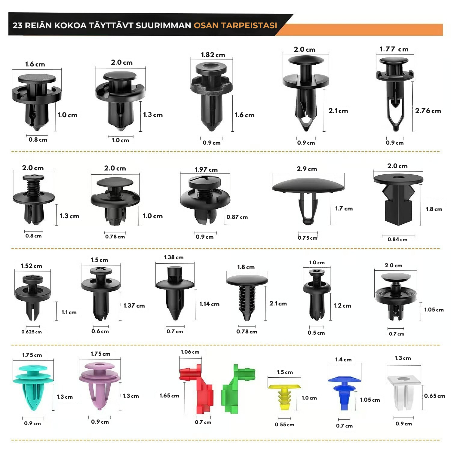 FixMate Universal Fasteners 680 Kit – 680 KPL:n auton kiinnitysklipsisarja työkalusetillä