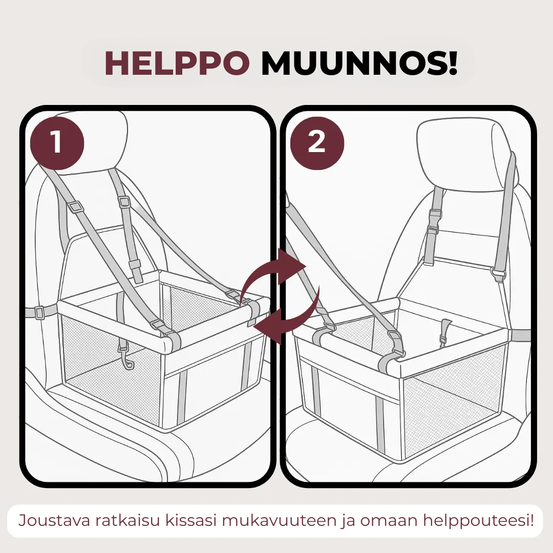 Tilava ja hengittävä autotuoli lemmikille