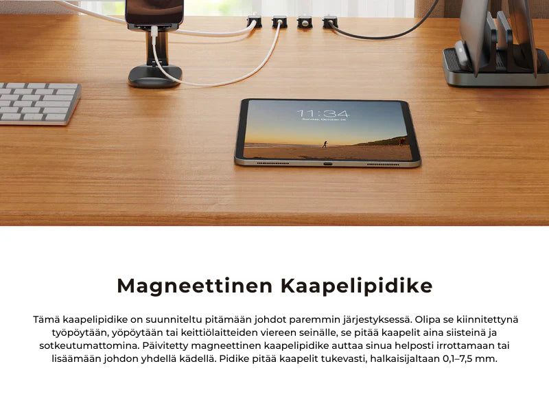 MagClip™ | Magneettinen Kaapeliklipsipidike