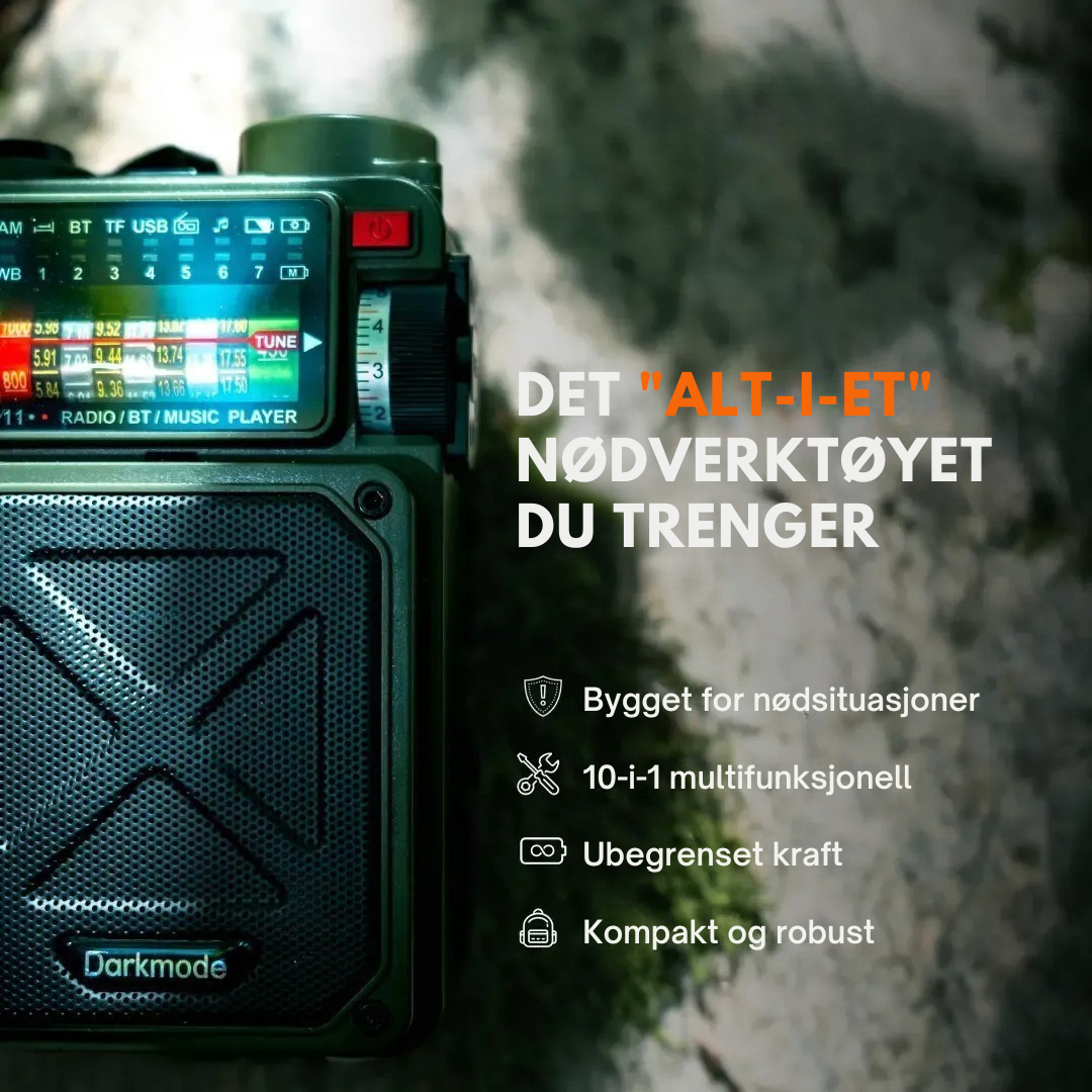 SignalSafe™ Survival Hub – 9-i-1 Nødradio, Powerbank og Sikkerhetsenhet