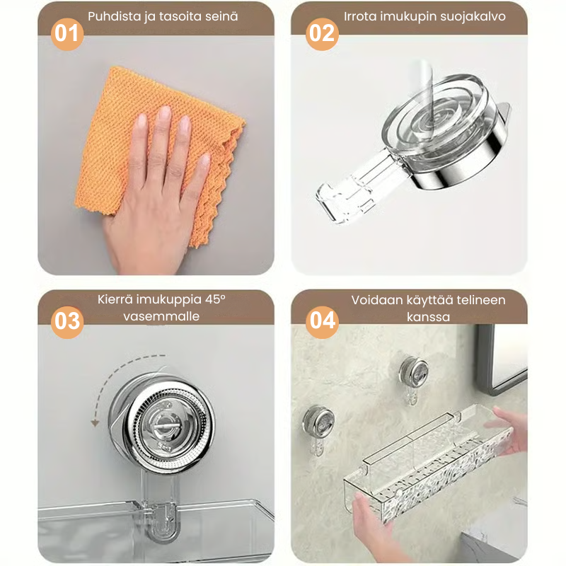 GripLock Shower Caddy™ – Porrasallashylly ilman porausta, vahvalla imukupilla ja tilaa säästävällä muotoilulla