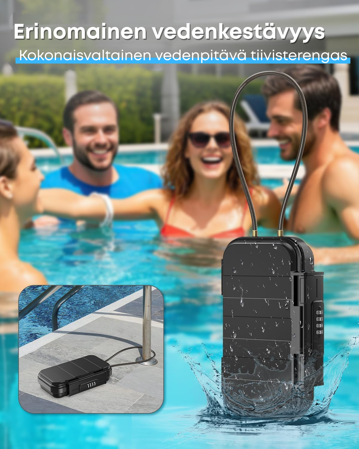Vedenkestävä ja Varkaussuojattu Mini Matkasafe