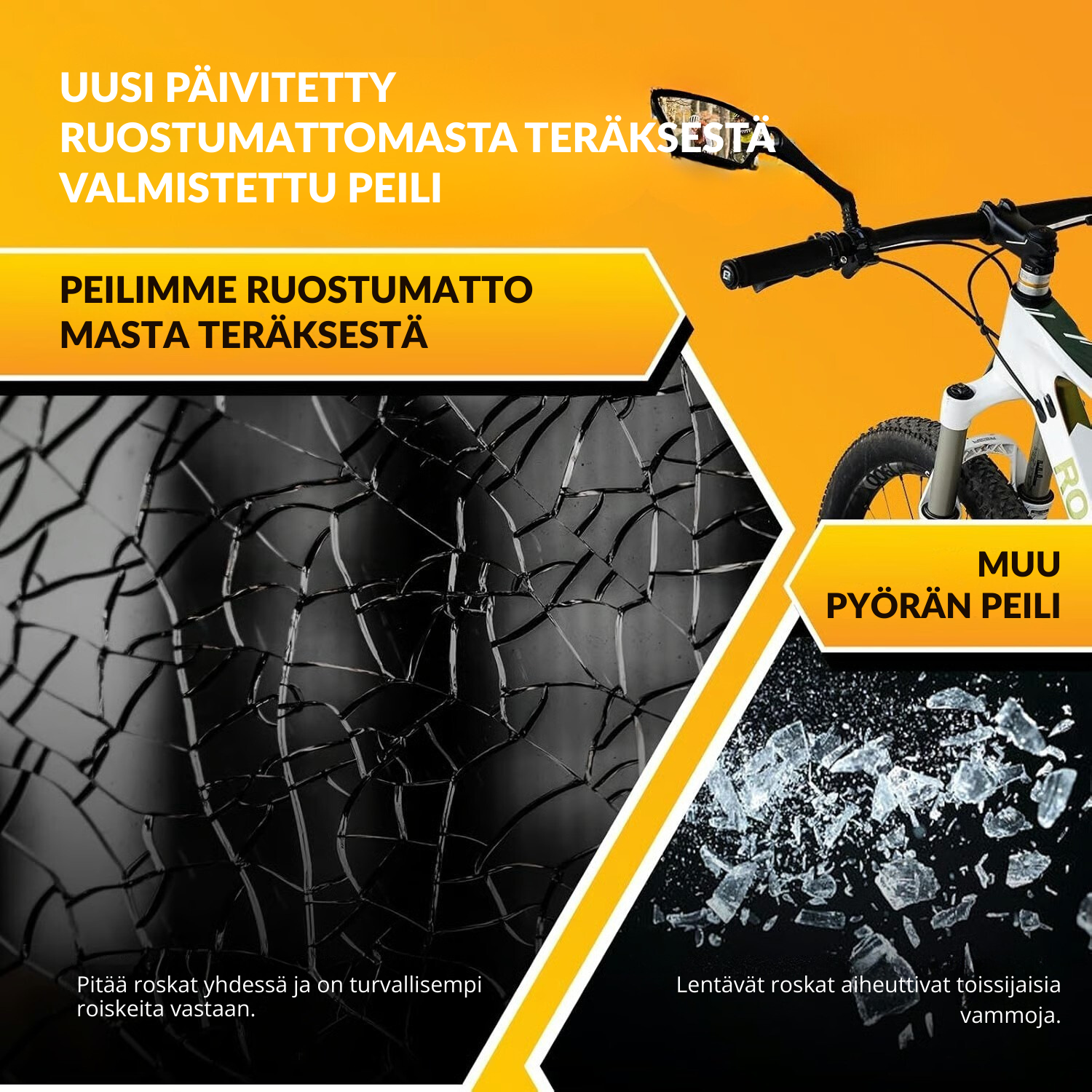 RideGuard™ Polkupyörän peili – 360° Takanäyn selkeys ja horjumaton vakaus
