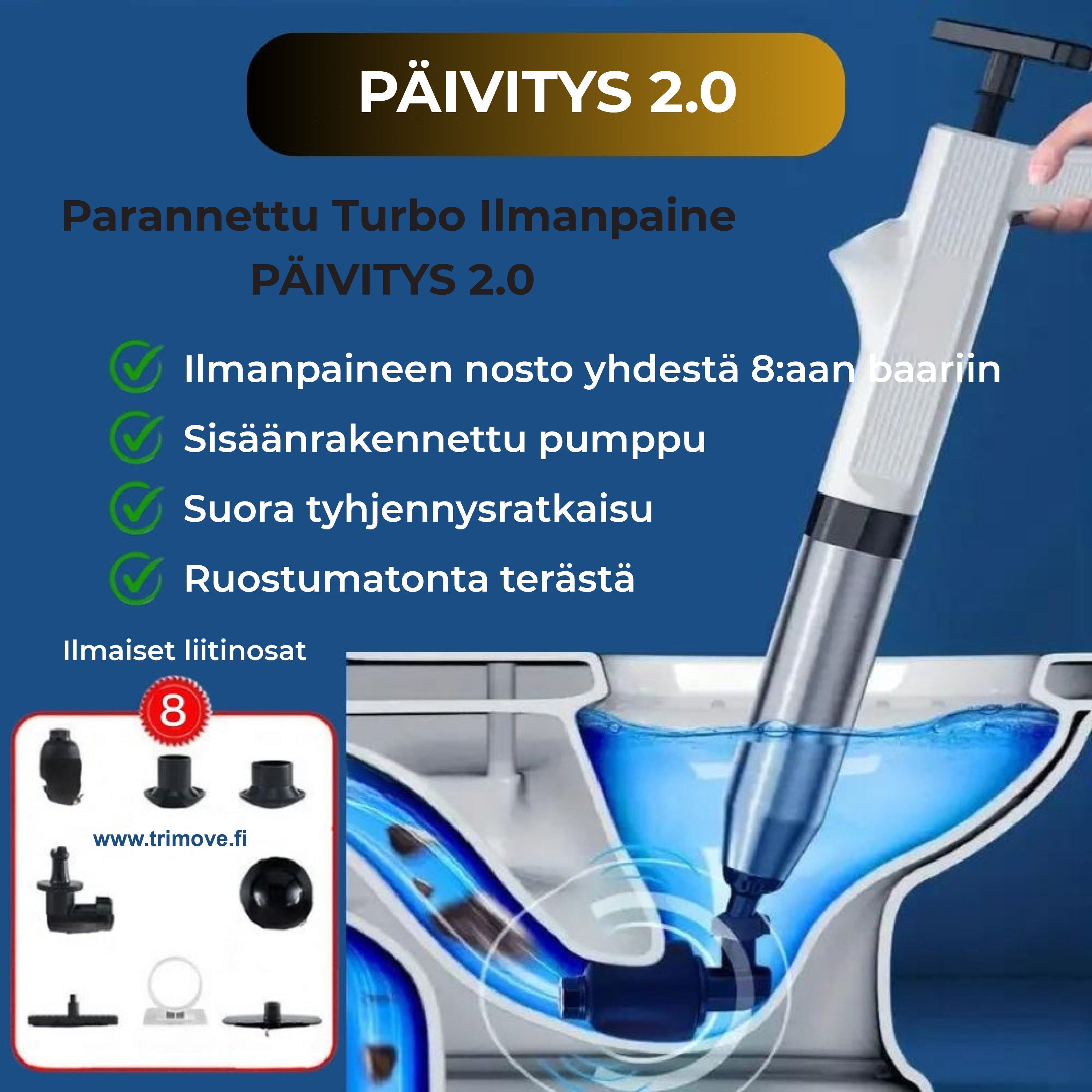 Parannettu Turbo Ilmanpaine Putkimies 2.0™ - Hoitaa kaikki tukokset!