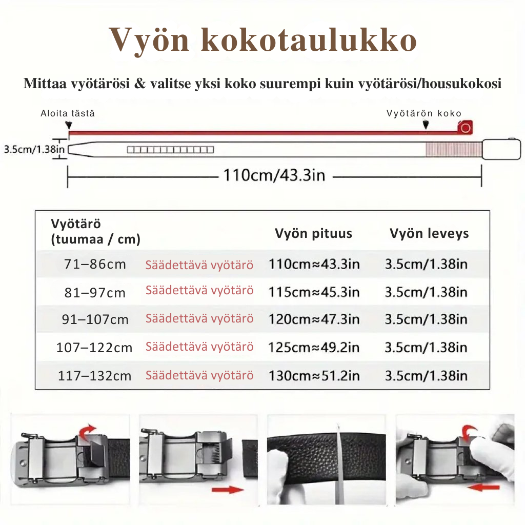 BeltForge™ | Täysnahkainen ratchetvöi säädettävällä soljella
