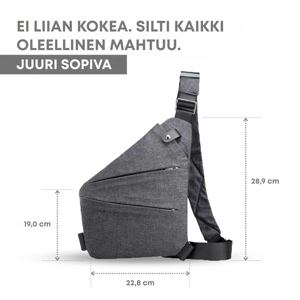 WanderSafe™ | Näppäri varkauksia estävä olkalaukku