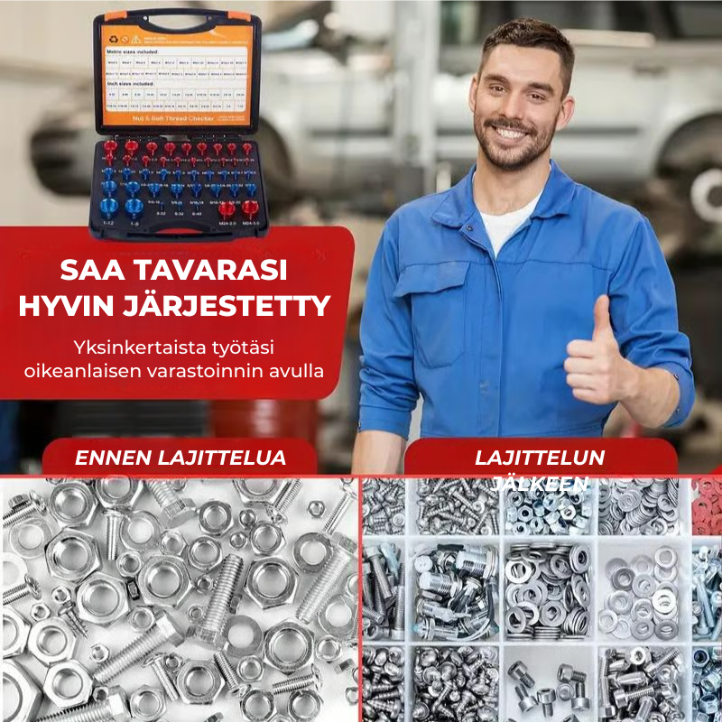 BoltGauge X44 – 44-osainen universaali kierretestisarja (metriset ja tuumaiset)