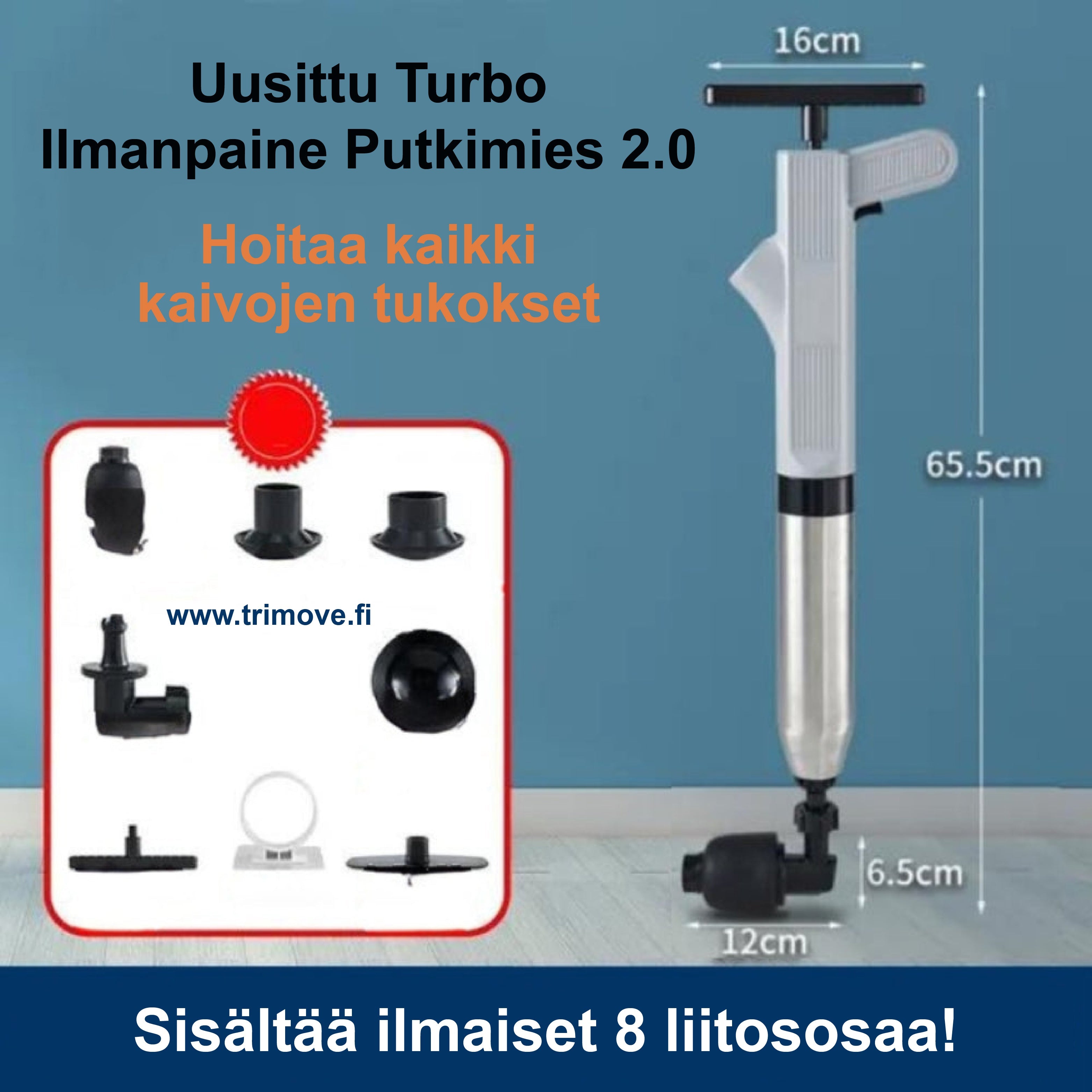 Parannettu Turbo Ilmanpaine Putkimies 2.0™ - Hoitaa kaikki tukokset!