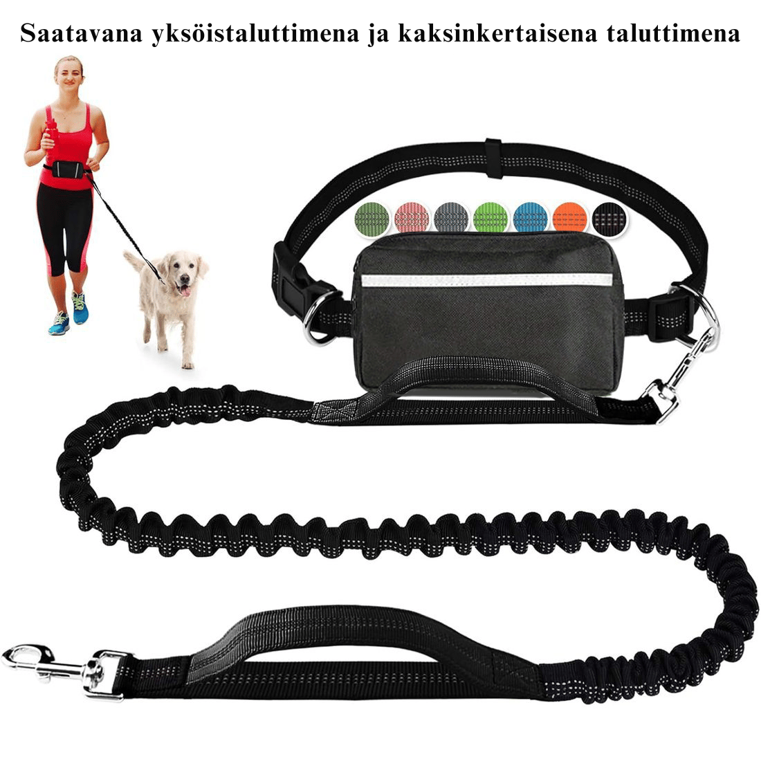 DoggoBelt™ | Handsfree-koiran talutushihna vetoketjutaskulla