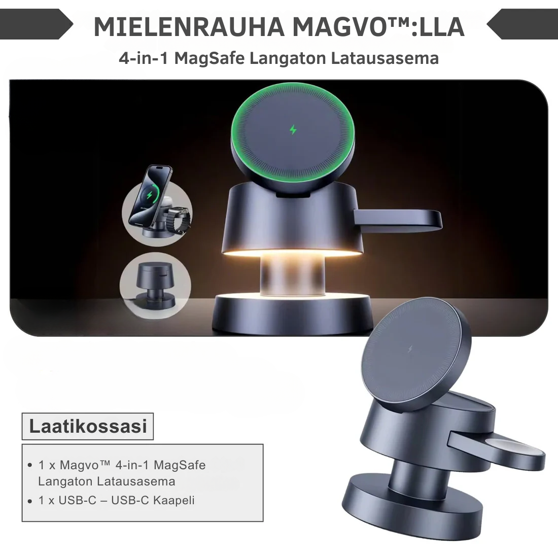Magvo™ | 4-in-1 MagSafe Langaton Latausasema