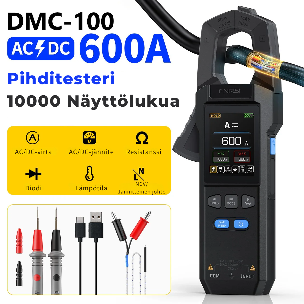 DMC-100 SmartMeter™ | Tarkkuus Pihdillinen Yleismittari Värinäytöllä