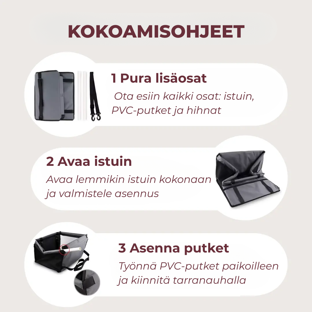 Tilava ja hengittävä autotuoli lemmikille