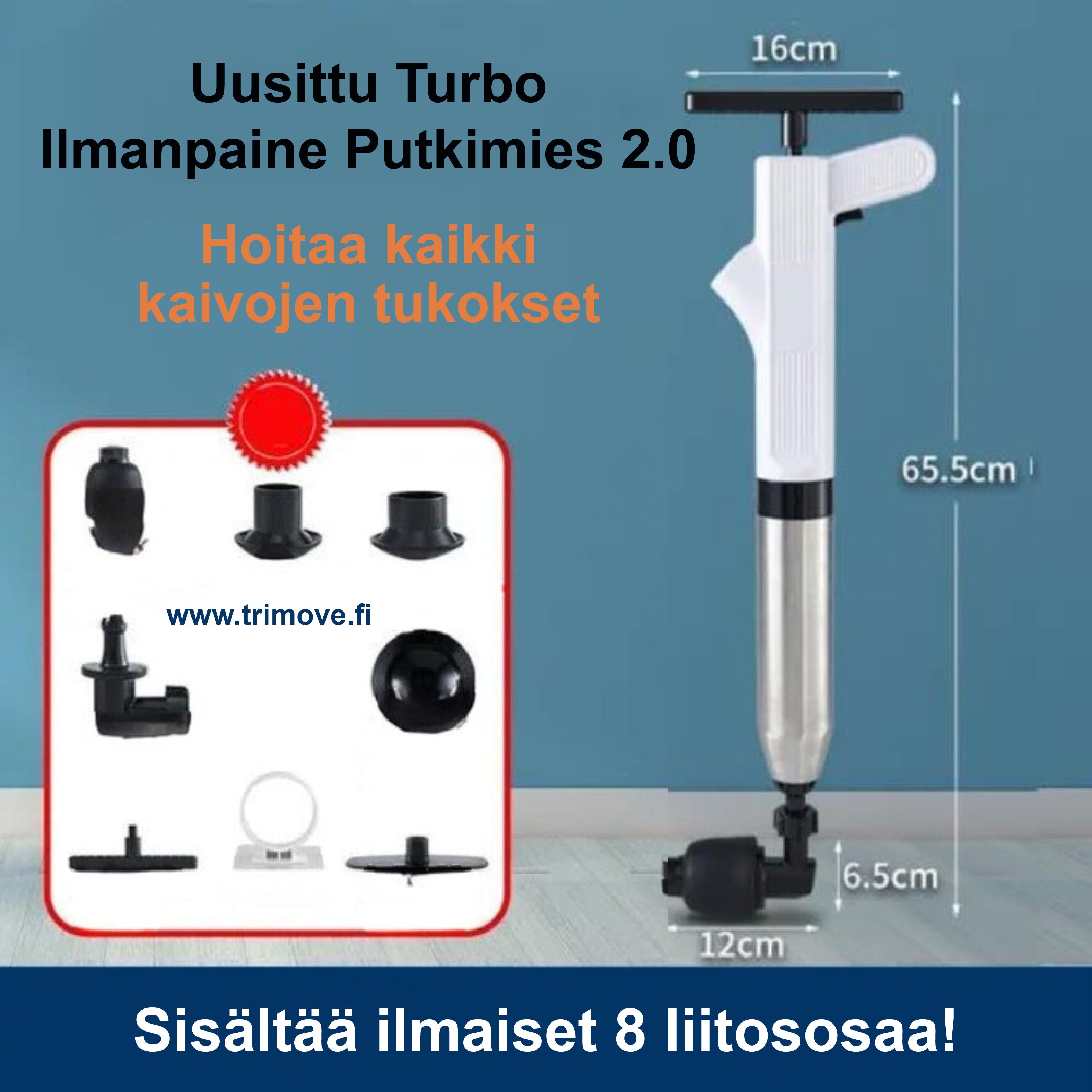 Parannettu Turbo Ilmanpaine Putkimies 2.0™ - Hoitaa kaikki tukokset!