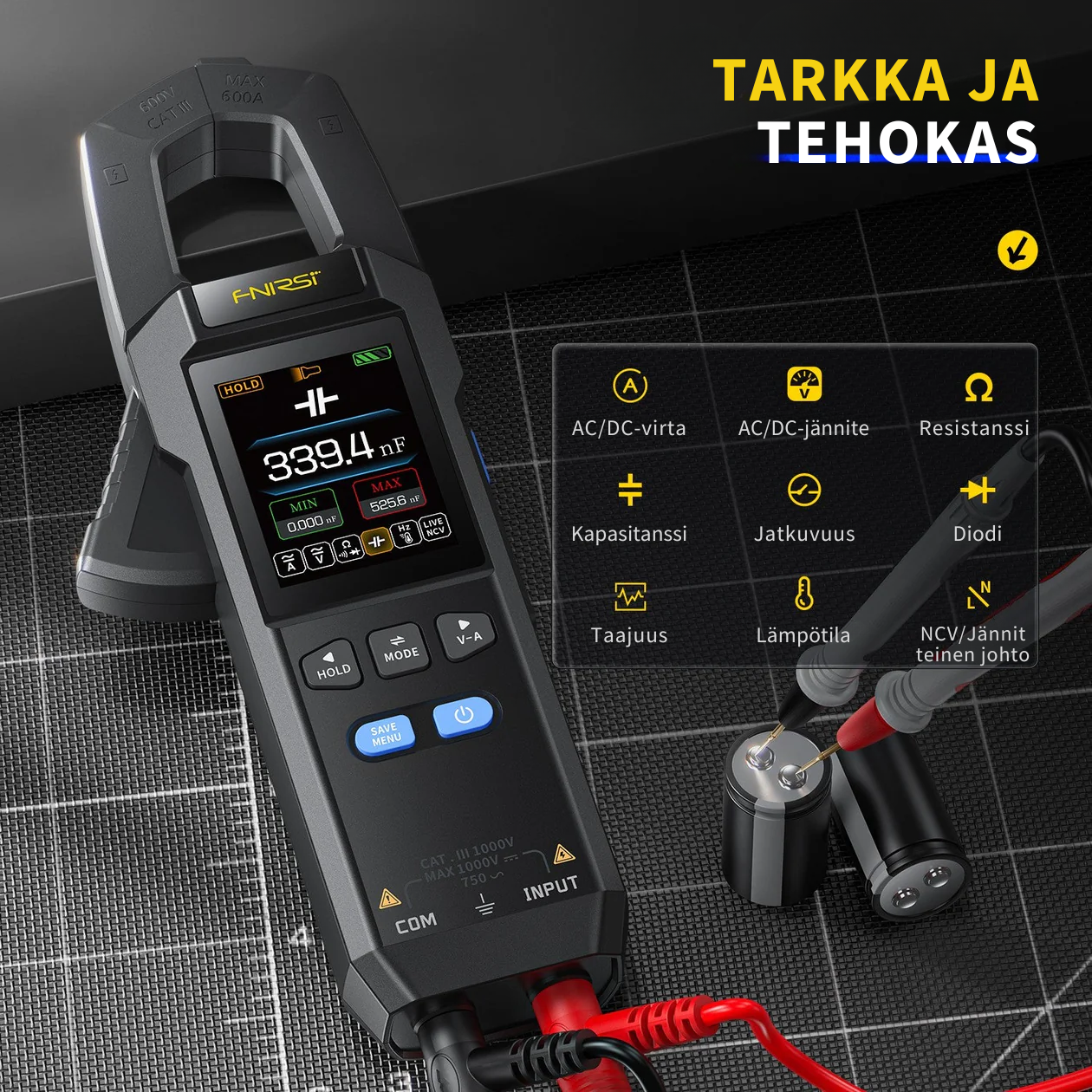DMC-100 SmartMeter™ | Tarkkuus Pihdillinen Yleismittari Värinäytöllä