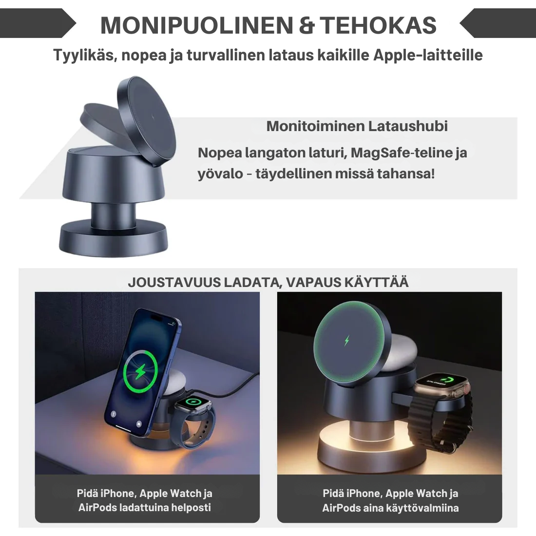 Magvo™ | 4-in-1 MagSafe Langaton Latausasema