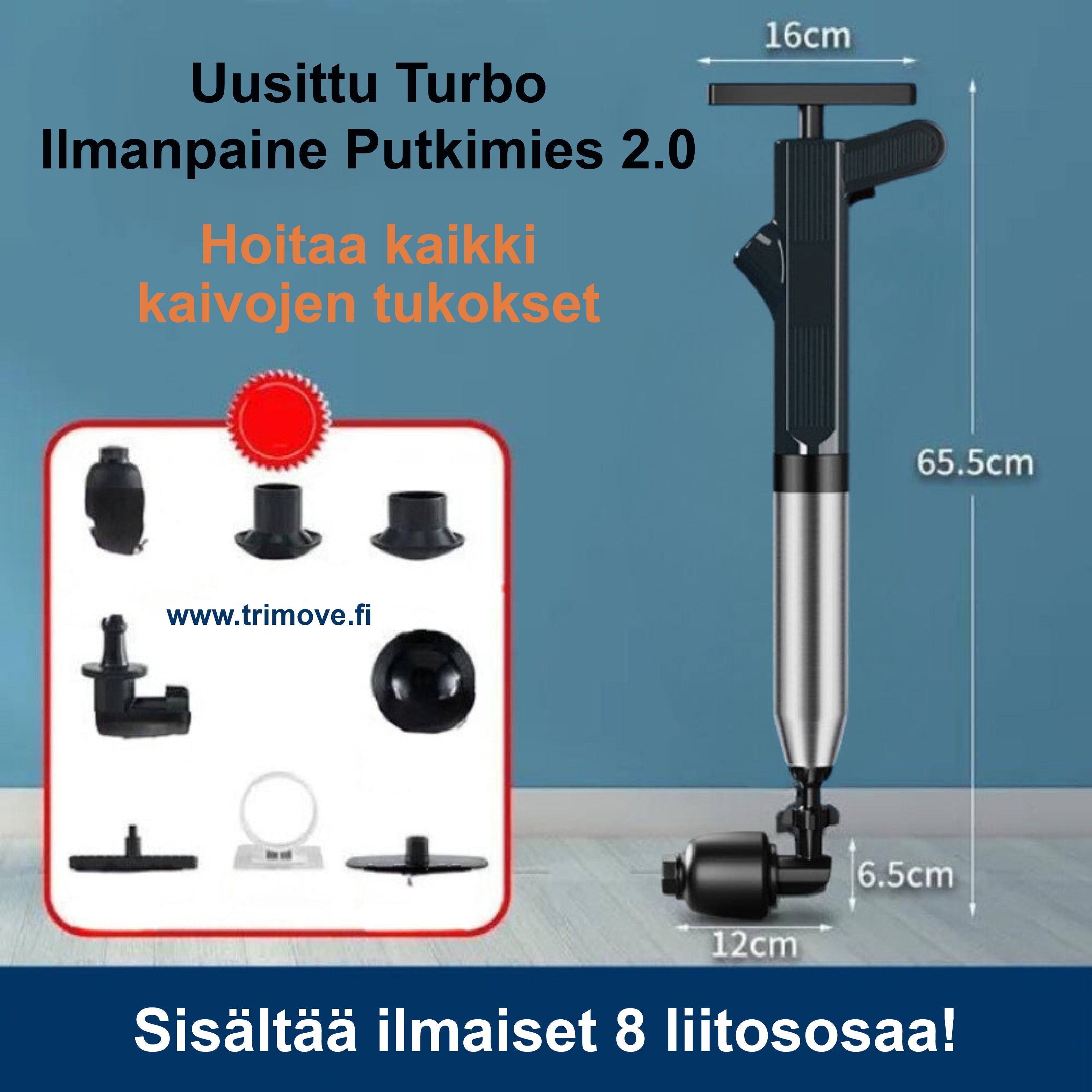 Parannettu Turbo Ilmanpaine Putkimies 2.0™ - Hoitaa kaikki tukokset!