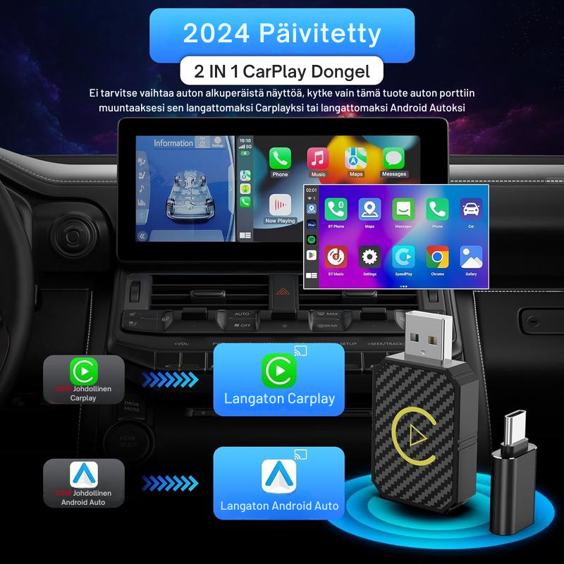 AutoPlugGo™ | Mini Langaton CarPlay-sovitin
